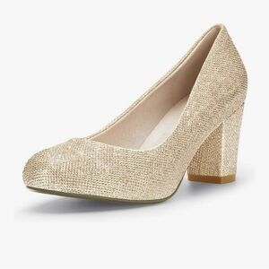 IDIFU Glittering Gold Block Heels
